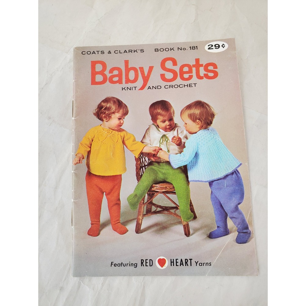 Vintage Coats & Clarks Baby Sets Knit and Crochet Pattern Book No 181 Red Heart